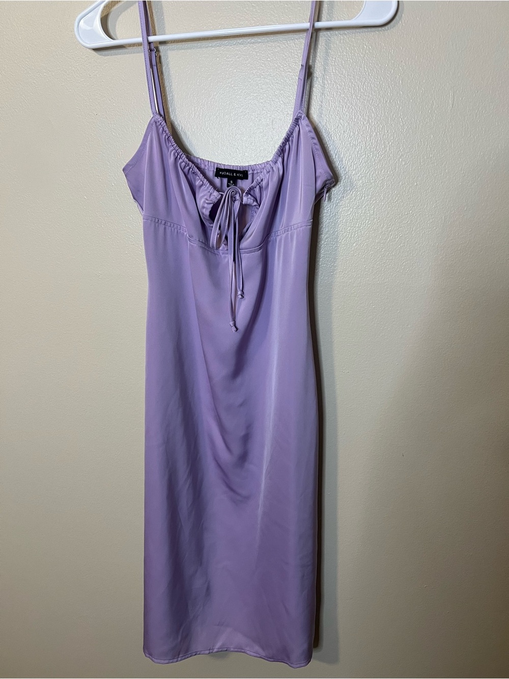Kendall & Kylie Lavender Satin Slip Dress with Front Tie